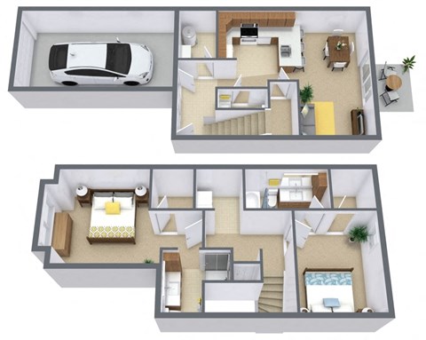 Townhomes at Mallard Creek | Two Bedroom Floor Plan 225A